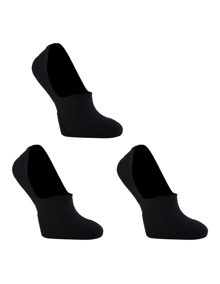 Rexy Cushion No Show Ankle Socks 3 Pack in Black