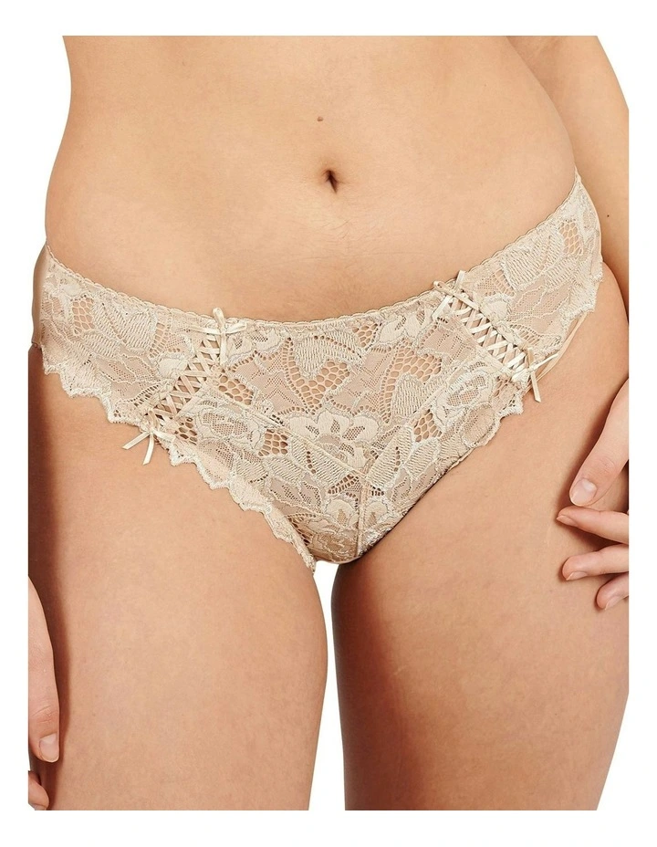 Arum Microfiber and Lace Hipster Brief in Skin