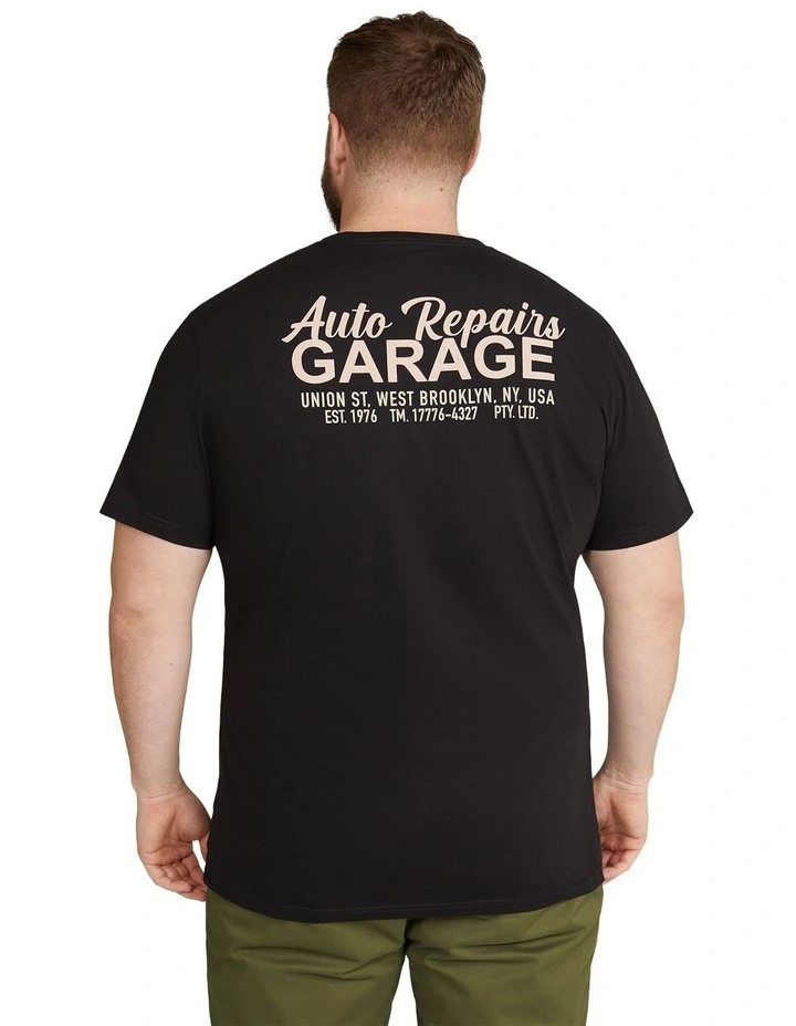 Retro Motor Crew Neck Tee in Black