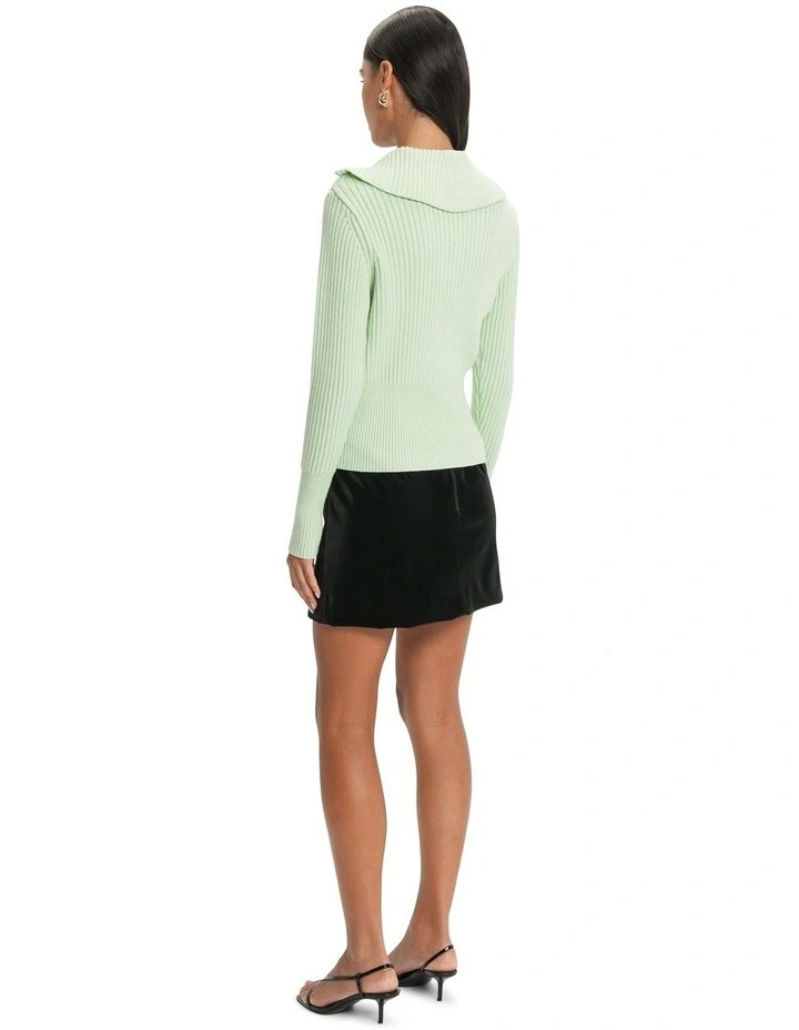 Funnel Neck Zipper Cardigan in Ice Mint