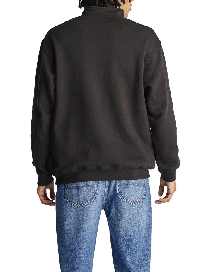 Pipeline Half Zip Fleece Sweat Top in Black Contrast