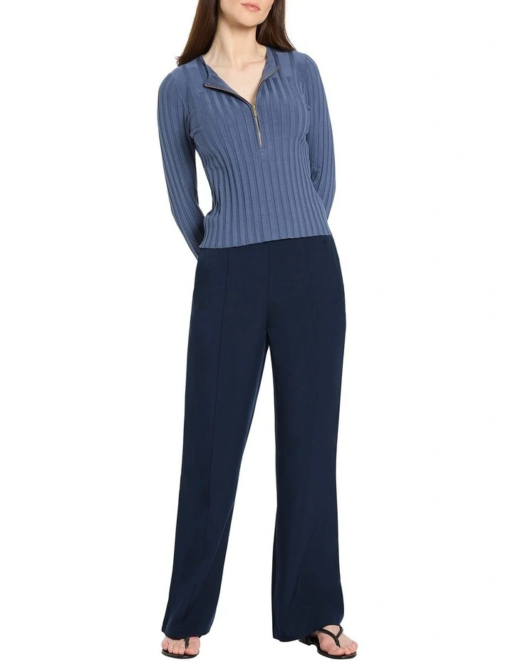 Tommie Zip Front Knit Top in Slate