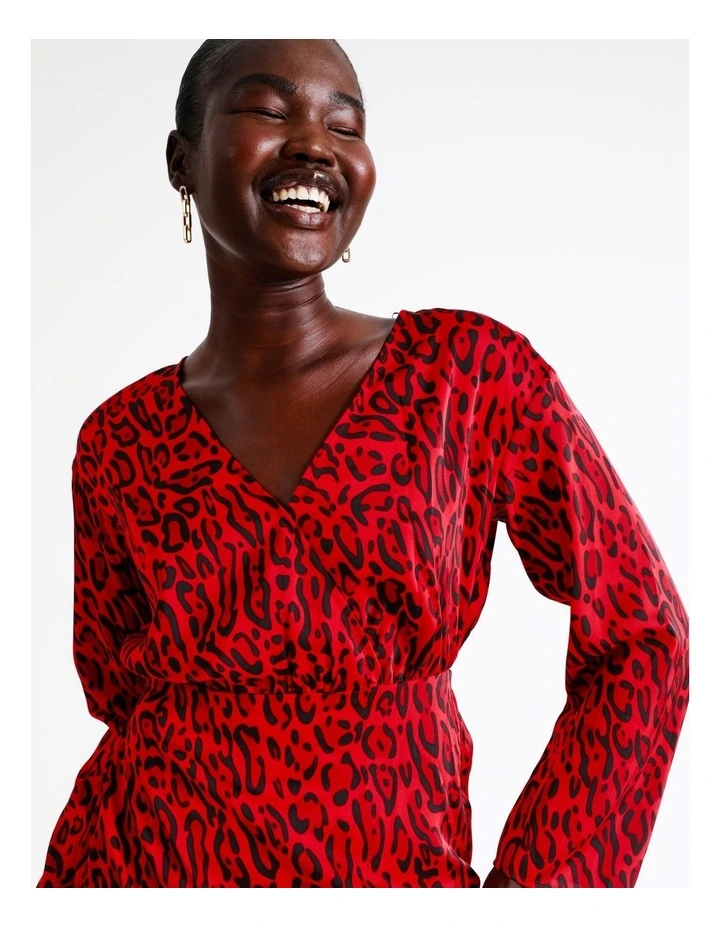 Ruched Side Mini Dress in Red