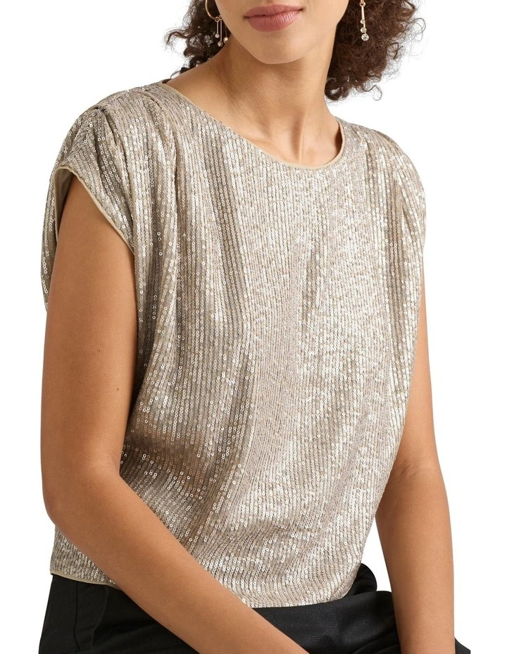 Morley Sequin Top in Champagne