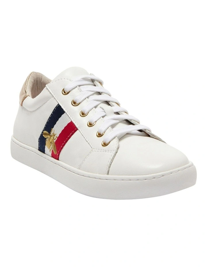 Leather Belem Sneakers in White/Gold