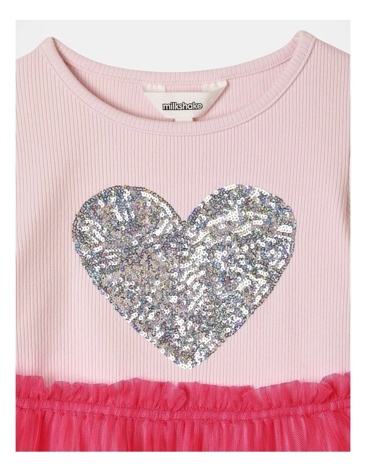Rainbow Heart Sequin Tulle Skirt in Rainbow