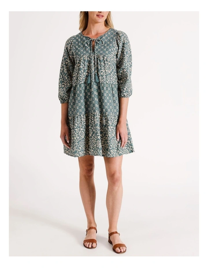 Maya Boho Dress in Ava Green Natural