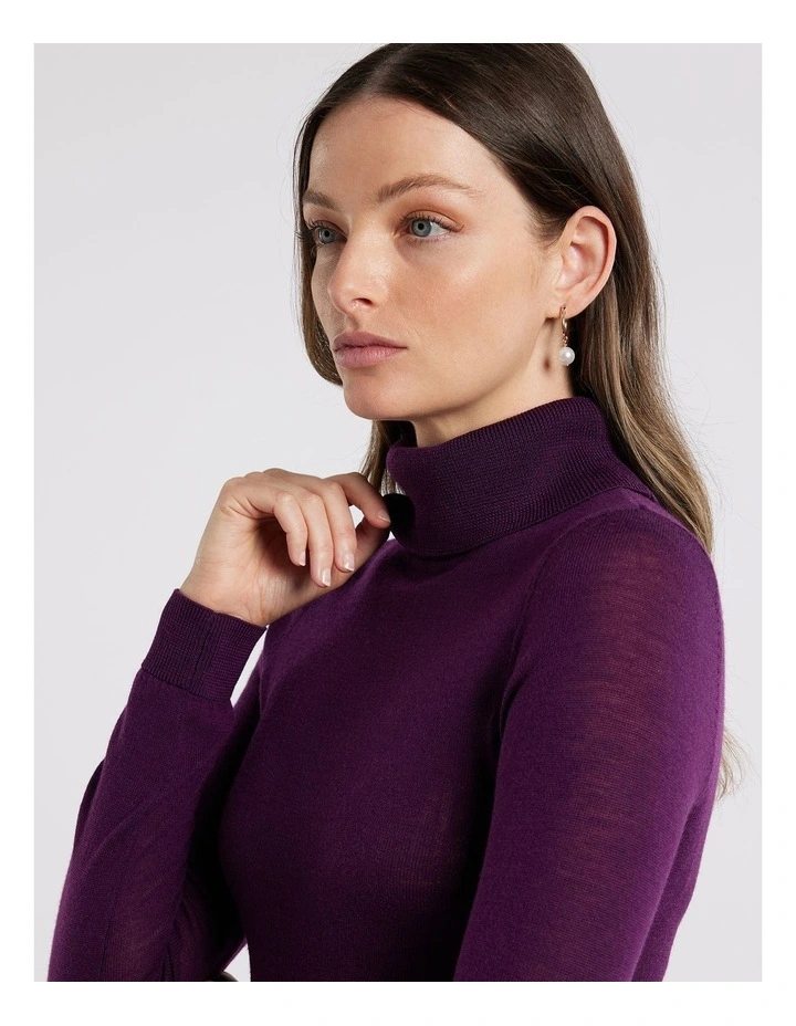 Adele Roll Neck Jumper in Purple