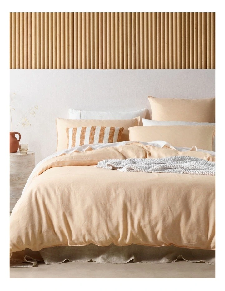 Sandy Cape Linen Quilt Cover Set in Mock Orange