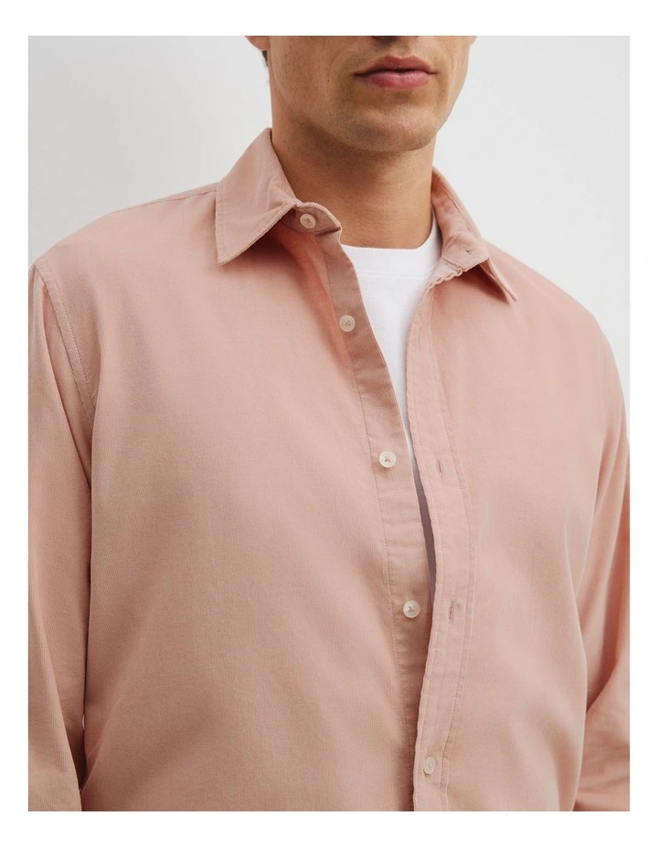 Regular Fit Corduroy Shirt in Soft Pink