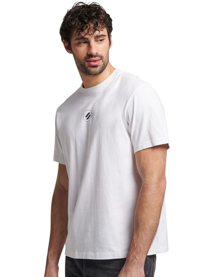 Code Stacked Logo Tee in Brilliant White