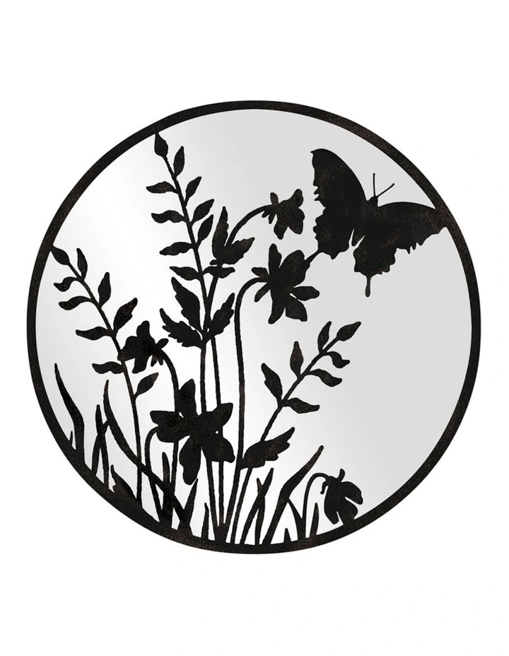 Laser-Cut Butterfly Inspired Mirror Accent Wall Art in Black