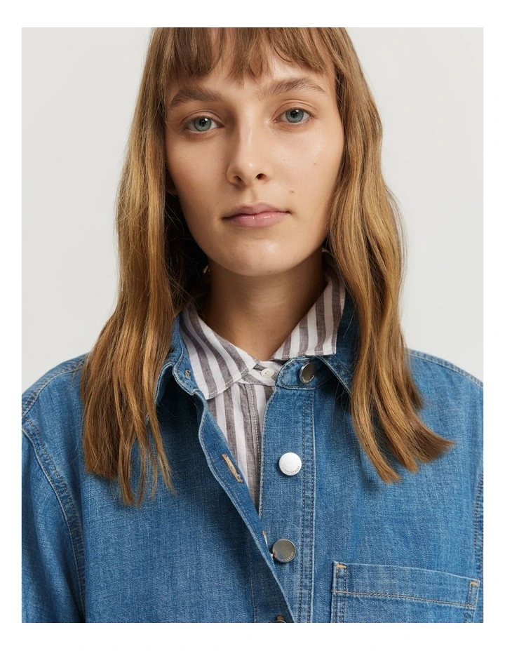 Denim Popover in Mid Blue Wash