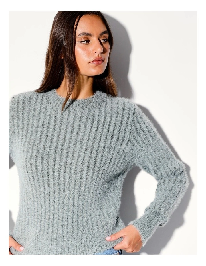 Eyelash Crewneck Knit in Khaki