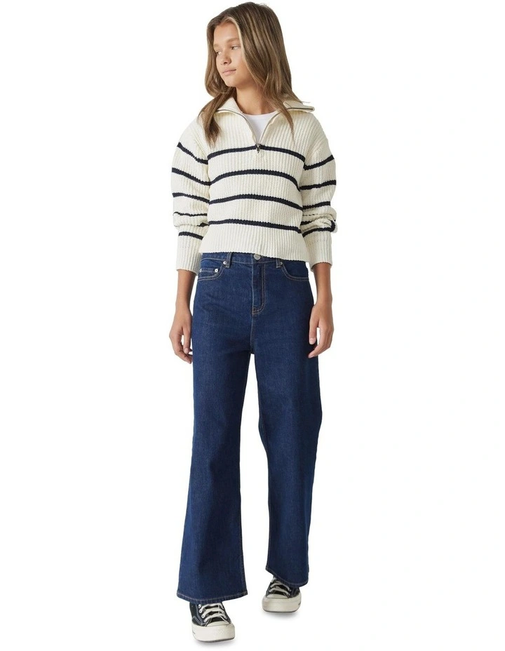 Mia Zip Neck Jumper in Multi