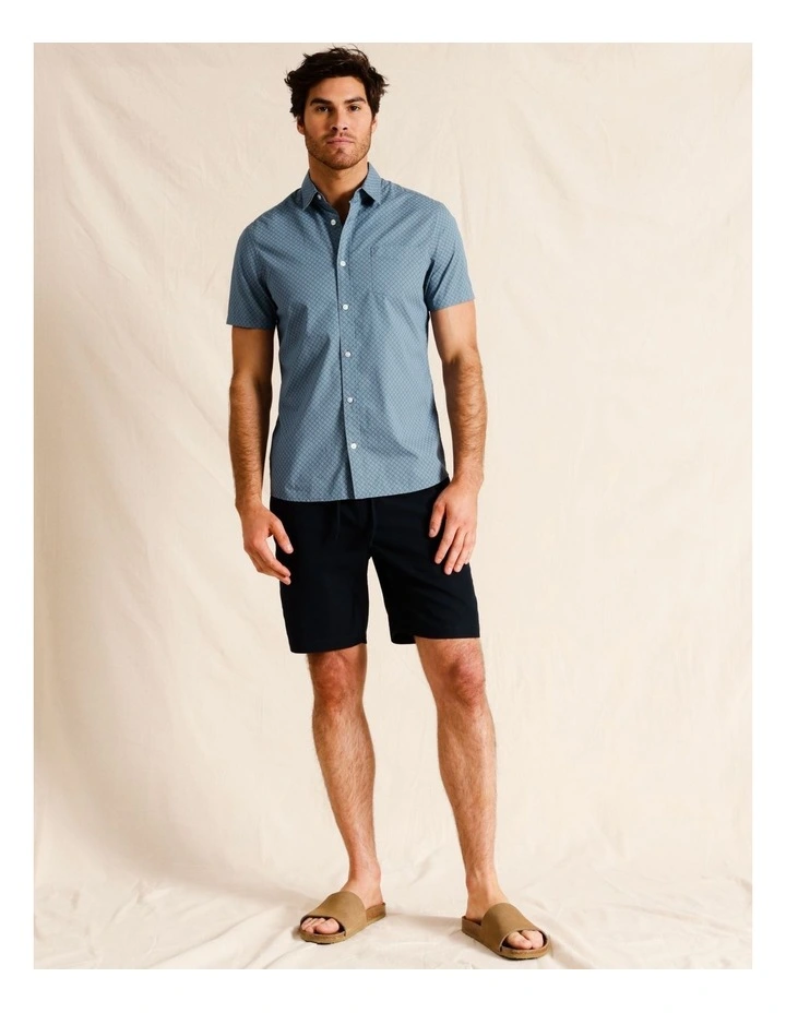 Noah Geo Print Short Sleeve Shirt in Blue