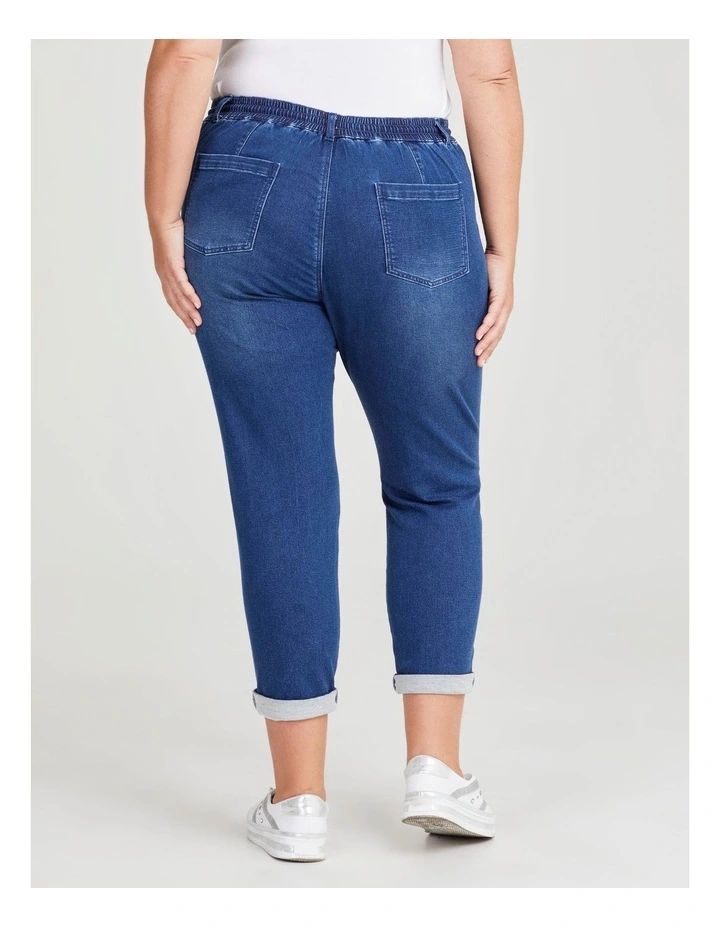 Cotton Blend Flat Front Jogger in Blue Rinse