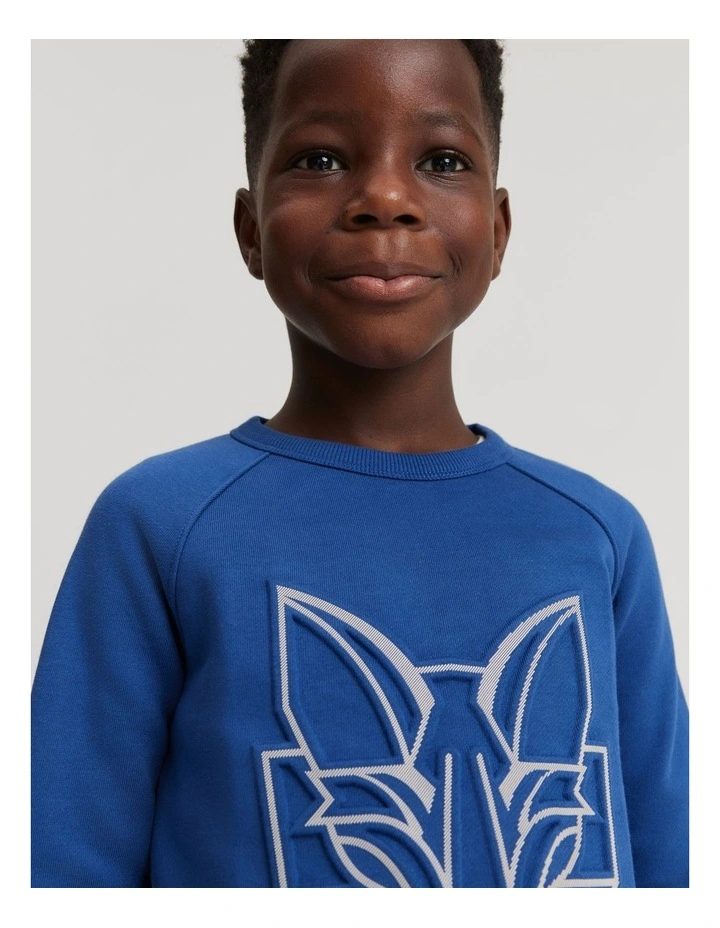 Fox Embossed Sweat in Blue Night