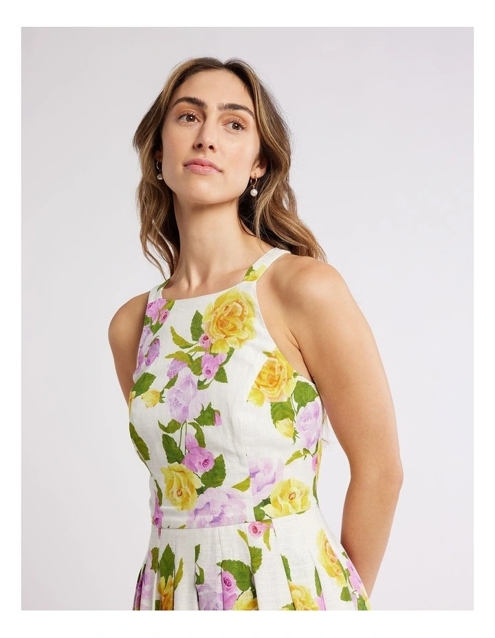 Rose Cascade Dress in Ivory/Multi