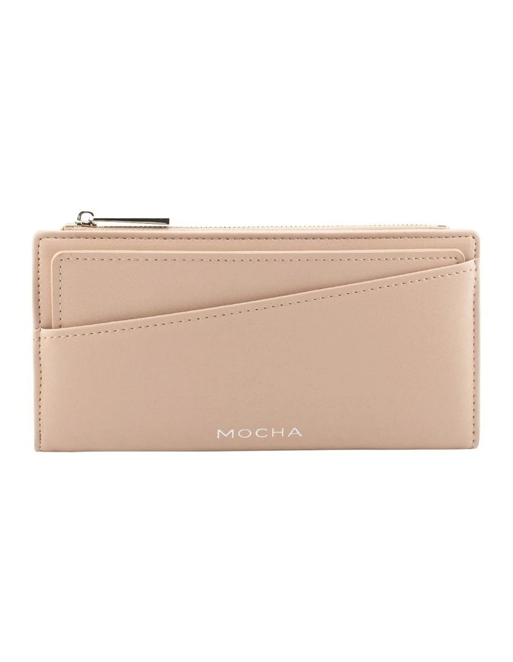 Mocha Amy Asymmetrical Long Wallet in Nude