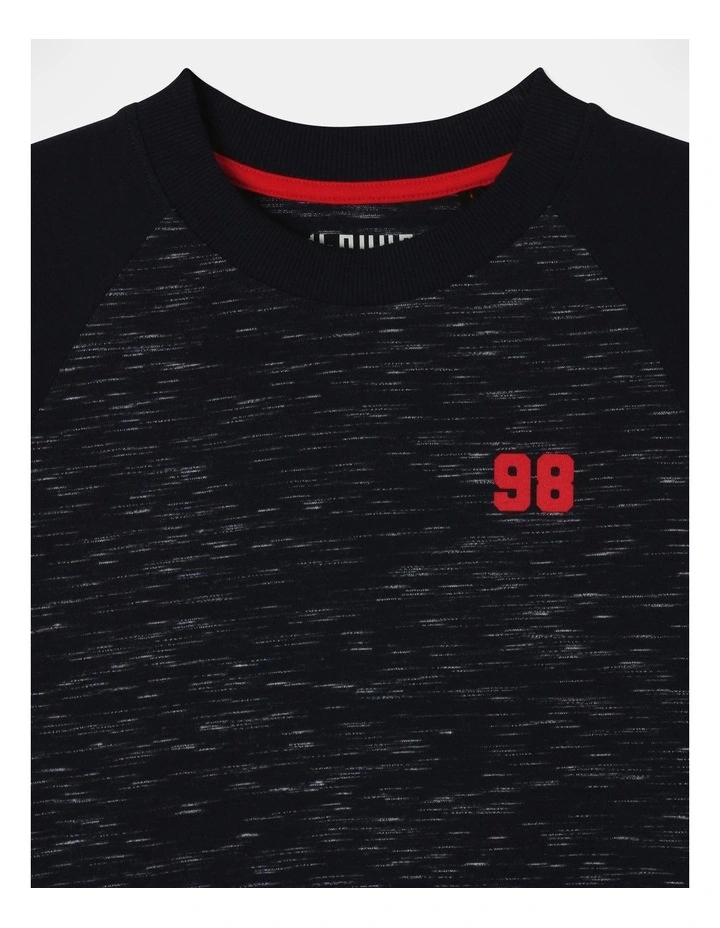 Long Sleeve Space Dye Raglan Tee in Navy