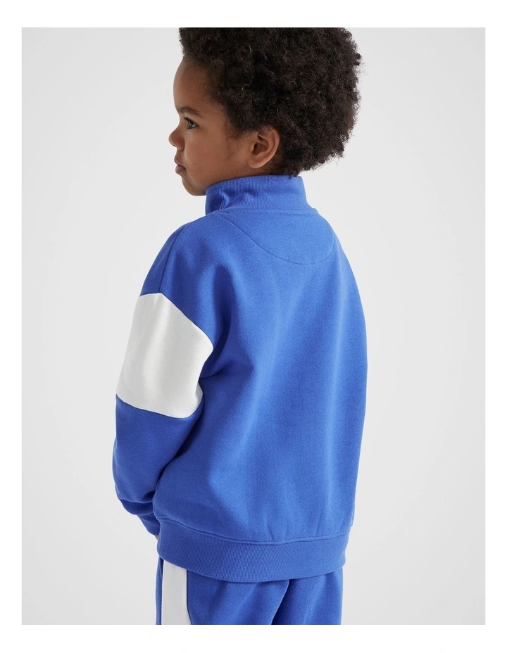 Logo Snap Sweat Top in Cobalt Blue