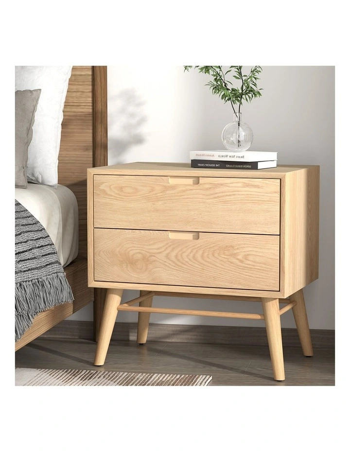 Gino 2 Drawers Bedside Table in Pine