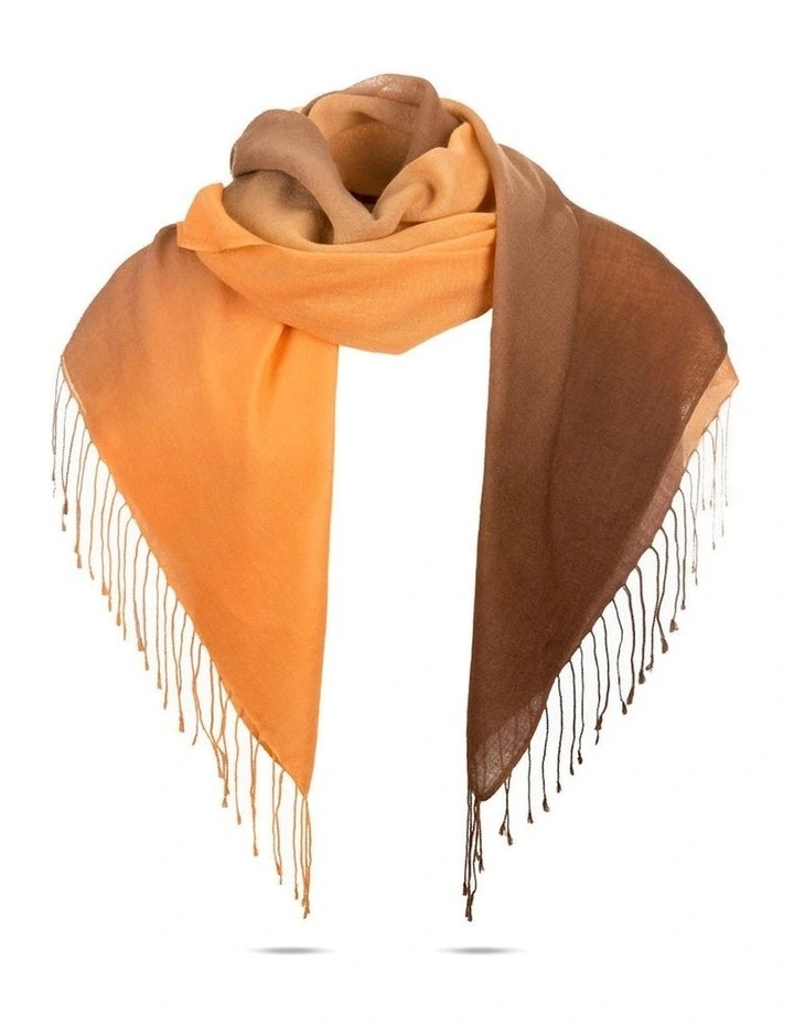 Merino Wool Tie Dye Scarf in Orange/Chocolate