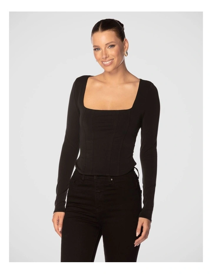 Azure Square Neck Top in Black