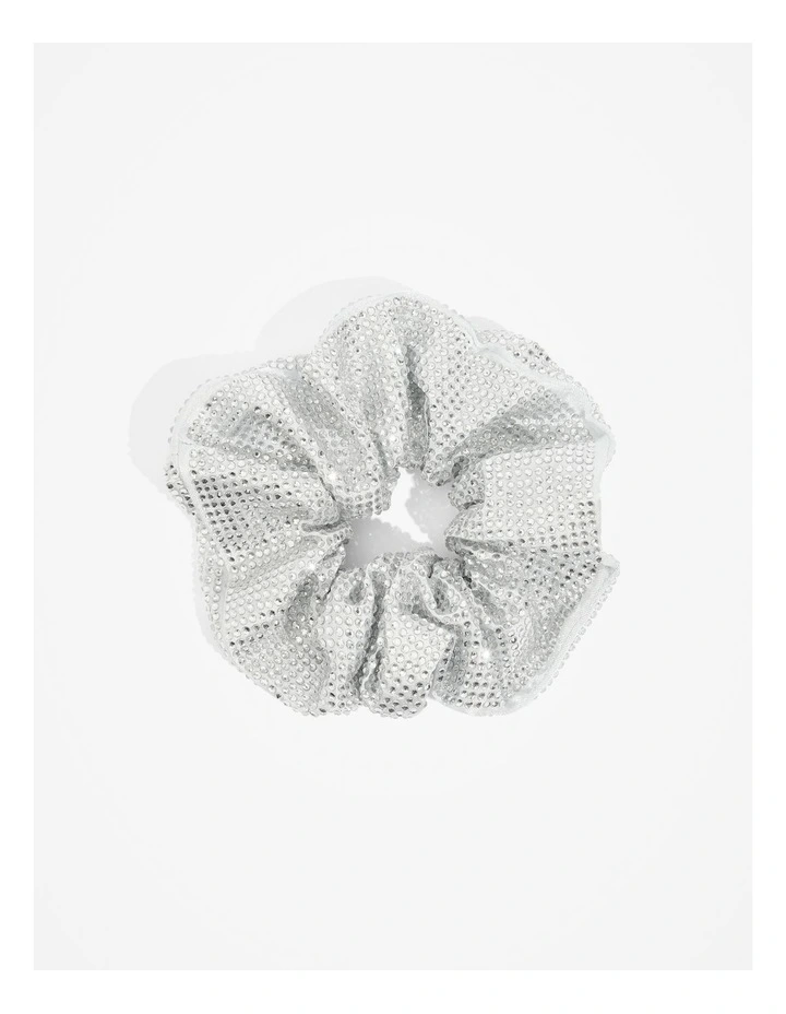 Crystal Scrunchie in Silver Glitter