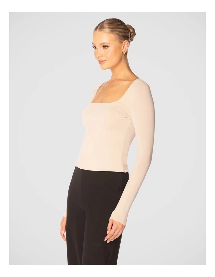 Carine Long Sleeve Top in Stone
