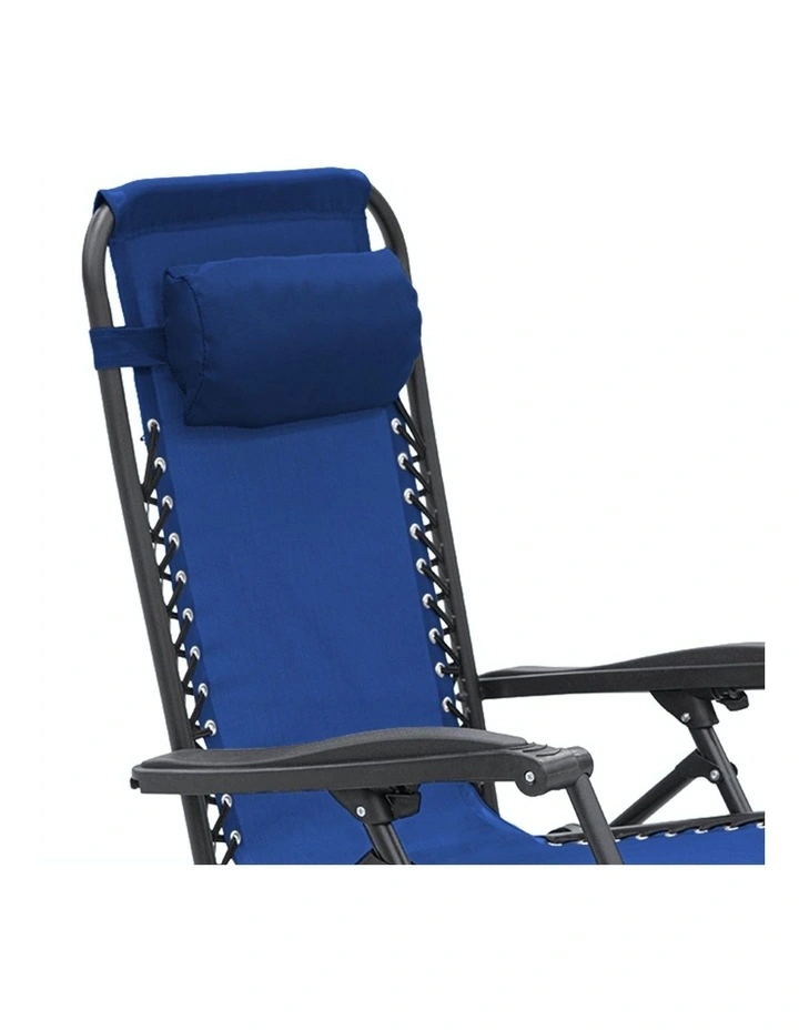 Zero Gravity Reclining Deck Lounge Sun Beach Chair Outdoor Folding Camping Blue