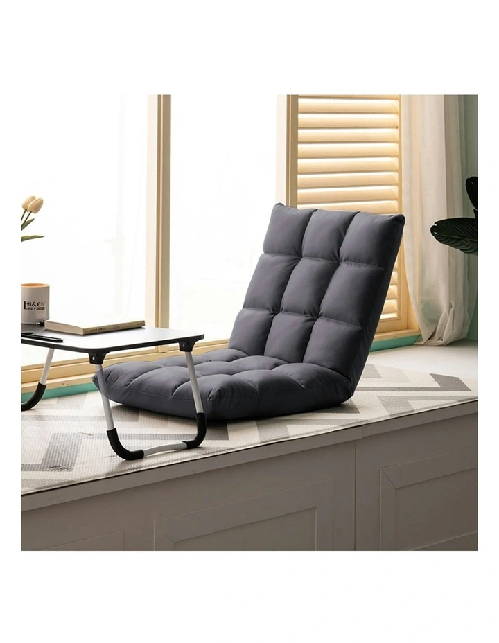 Foldable Lounge Floor Recliner Adjustable Gaming Sofa in Grey
