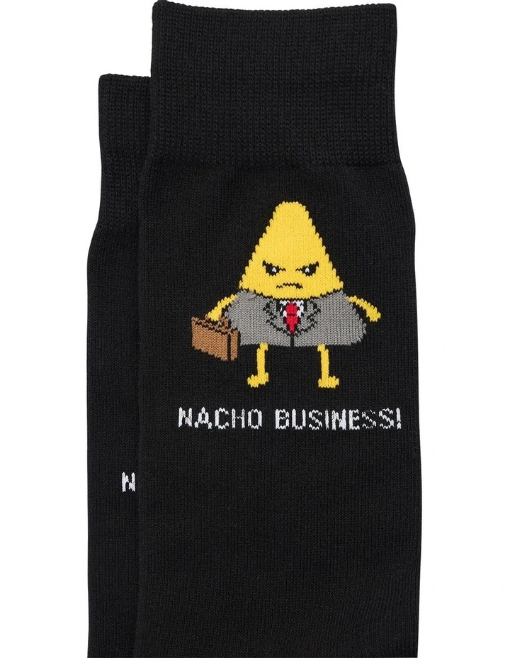 Nacho Business Pun Sock in Black