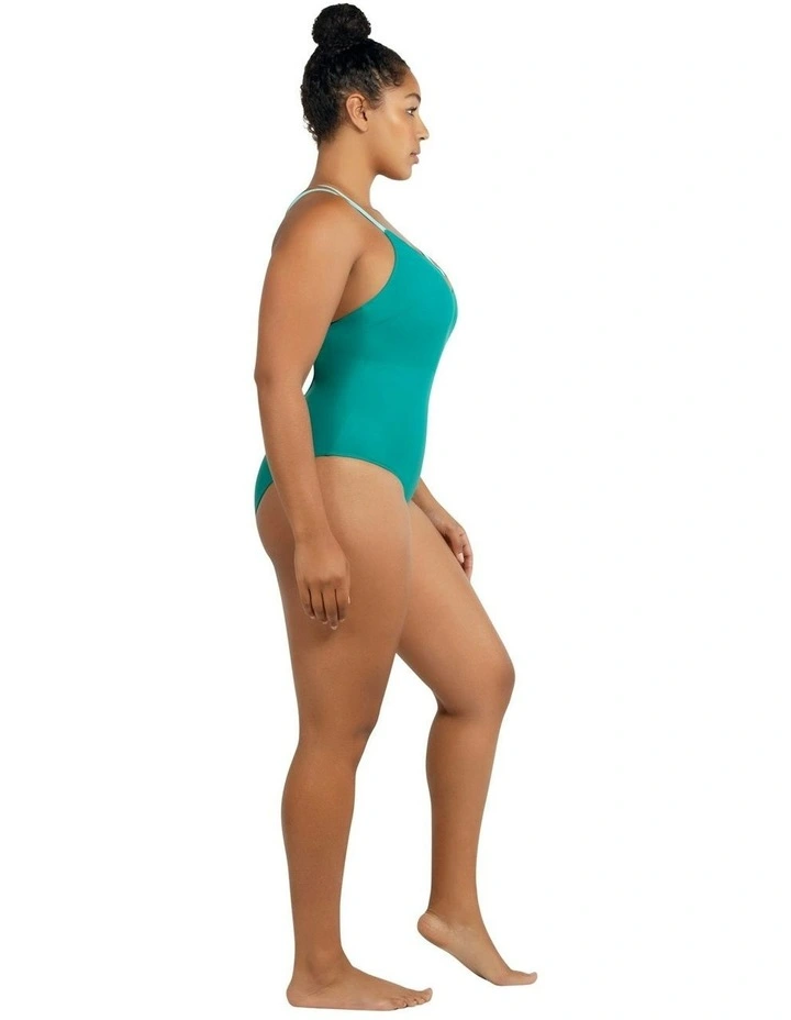 Lauren Wirefree Low Back One Piece Swimsuit in Dark Mint