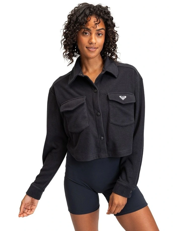 Waves Of Warmth Sports Shacket in Anthracite