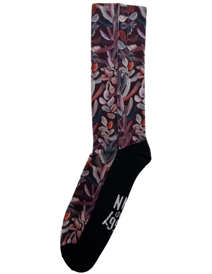 Recycled Polyester Protea Socks in Burgundy