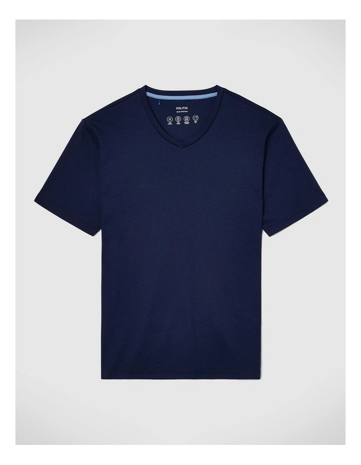 Slim V-neck Travel T-shirt in Navy