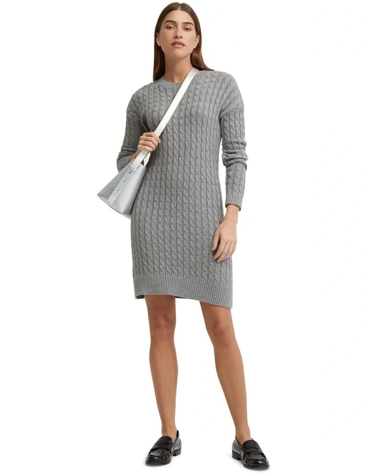 Sweeny Cable Knit Mini Dress in Grey