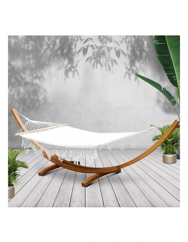 Double Tassel Hammock With Wooden Hammock Stand