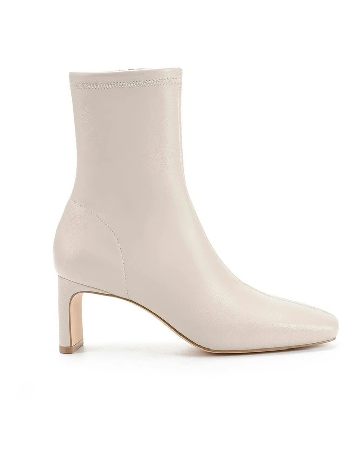 JoJo Block Heel Ankle Boots in Bone