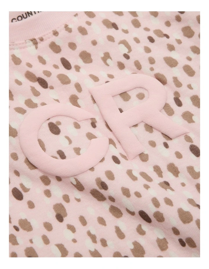 Puff Logo Bodysuit in Pink Animal