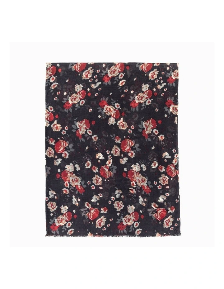 Australian Wool Print Scarf in Black
