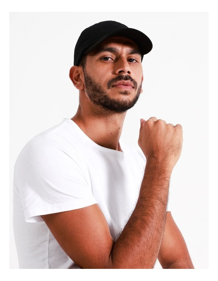 Cap with Micro Suede Brim in Black