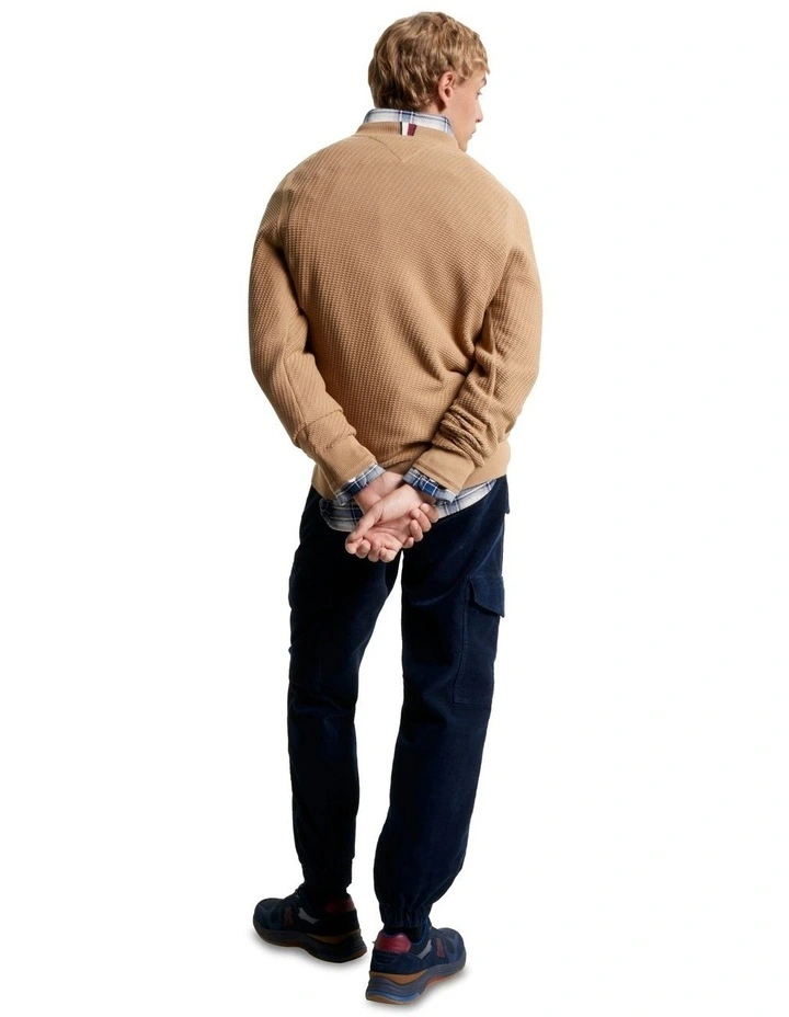 Rectangular Structure Crew Neck Knit in Khaki