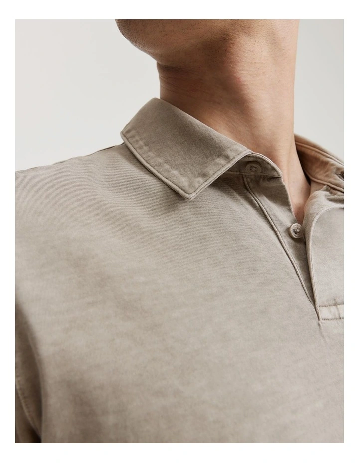 Garment Dyed Organically Grown Cotton Polo Shirt in Pebble