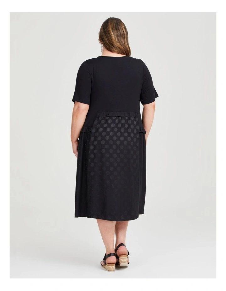 Satin Spot and Bamboo Dress in Black