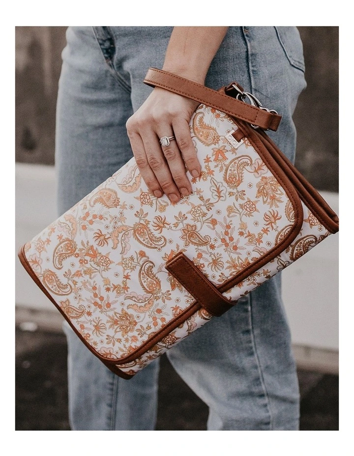 Change Mat Clutch Peach Paisley/Tan