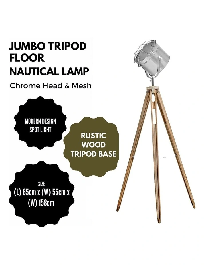 Nautical Tripod Floor Lamp Searchlight Modern Spot Light