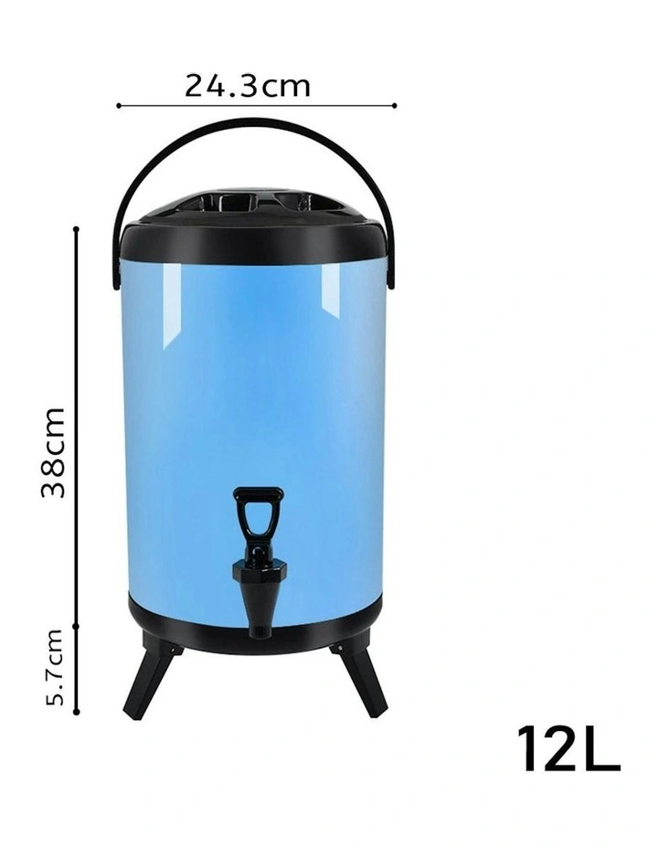 Stainless Steel Milk Tea Beverage Barrel 12L in Blue
